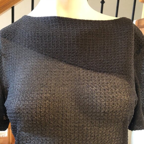 D'ERRICO Trend Designer Short Sleeve Boat Neck Knit Top Charcoal Grey Sz S - Picture 6 of 6